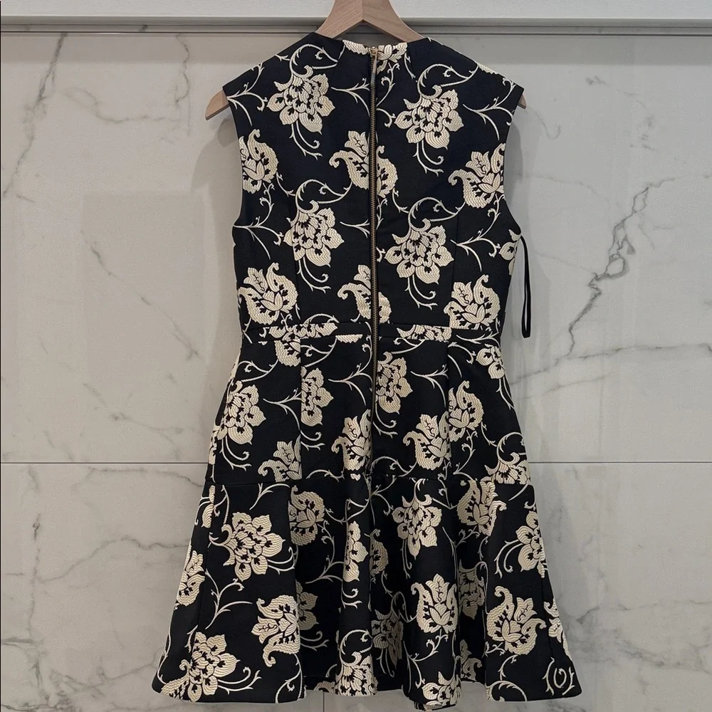 NWT Ted Baker London Black Cream Floral Jacquard Fit & Flare Mini Dress Size 4 - Picture 7 of 9